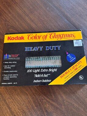Vintage Box Kodak Color of Christmas 100 Light Add A Set White String Lights